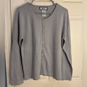 BICE| Soft grey cardigan‎ sweater button beading granny core| size medium